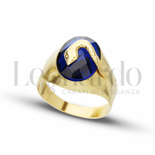 Modello Scatolato con Pietra blu in Oro Giallo da 7,1gr.