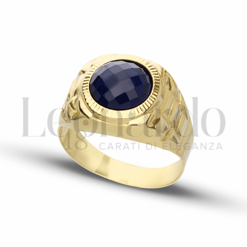 Modello Scatolato con Pietra blu in Oro Giallo da 6,8gr.