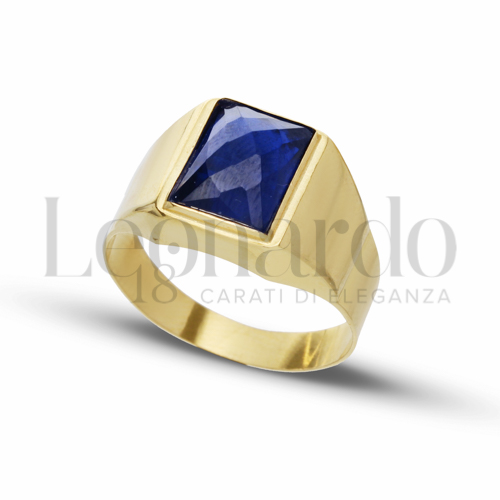 Modello Scatolato con Pietra blu in Oro Giallo da 5,1gr.