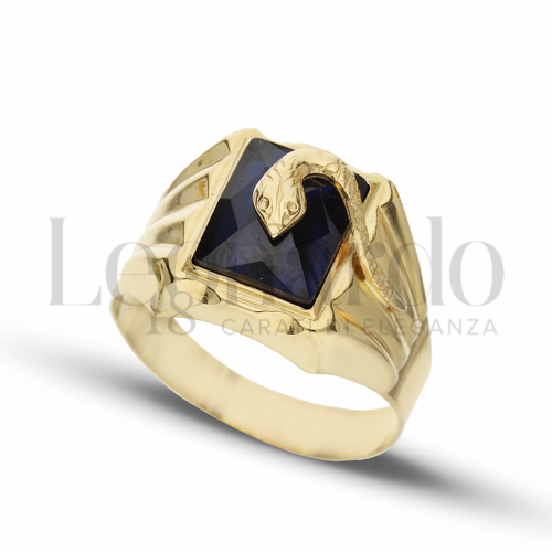 Modello Scatolato con Pietra blu in Oro Giallo da 7,9gr.