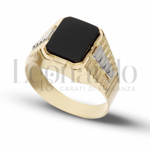 Modello Scatolato con Onice in Oro Giallo e Oro Bianco da 5,7gr.