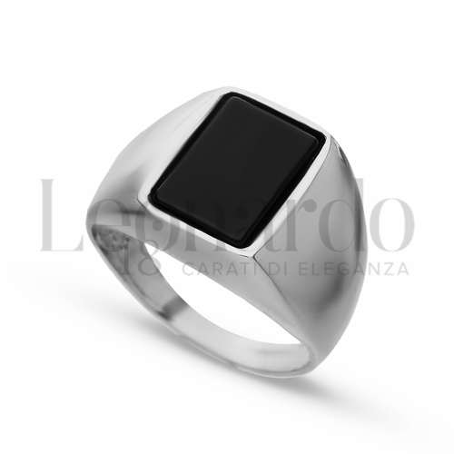 Modello Rettangolo con Onice in Oro Bianco da 9gr.