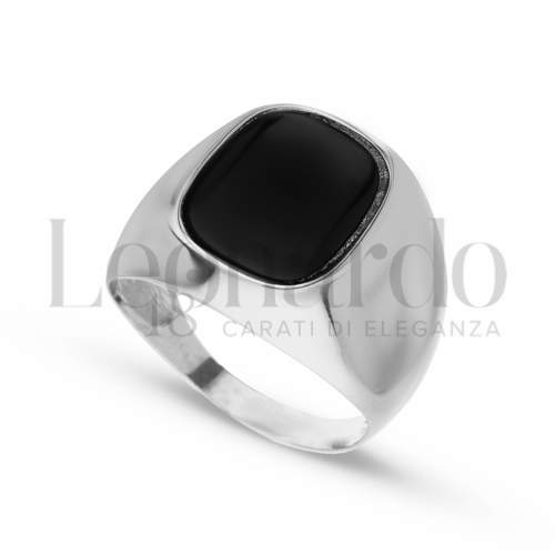 Modello Rettangolo Bombato con Onice in Oro Bianco da 9,8gr.