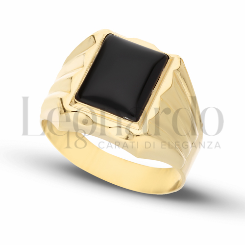Modello Scatolato con Onice in Oro Giallo da 6,6gr.