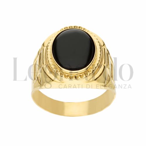 Modello Scatolato con Onice in Oro Giallo da 6gr.