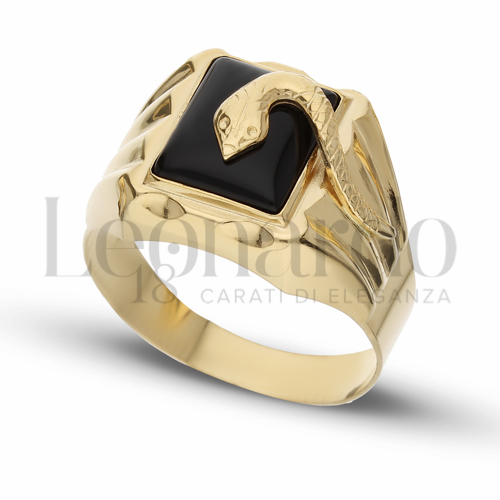 Anelli Anello a scudo con serpente da Uomo in Oro 18 Carati Modello: Scatolato Finitura o misura: 2° misura anello: 29 7,4g