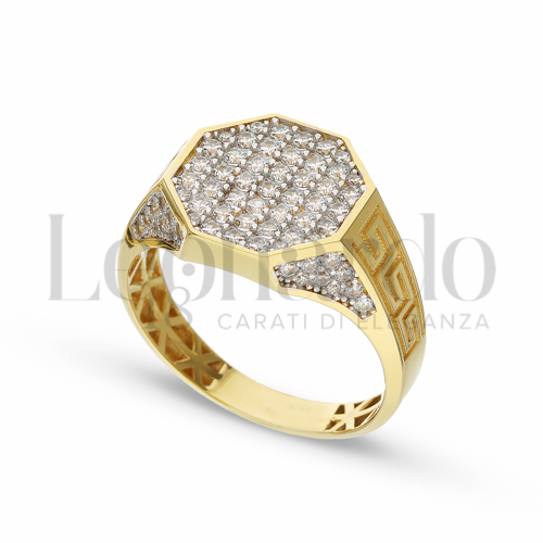 con Pavé di zirconi bianchi in Oro Giallo e Oro Bianco da 6,1gr.