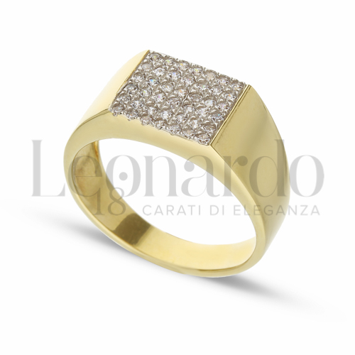 Modello Rettangolo con Pavé di zirconi bianchi in Oro Giallo da 7,9gr.