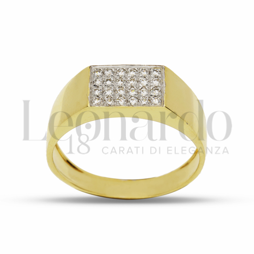 Modello Rettangolo con Pavé di zirconi bianchi in Oro Giallo da 5,2gr.