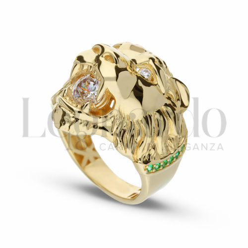 Anelli Anello Testa di Leone in 3D da Uomo Oro 18 Carati Finitura o misura: 2° misura anello: 25 10g