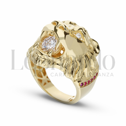 Anelli Anello Testa di Leone in 3D da Uomo Oro 18 Carati Finitura o misura: 2° misura anello: 25 11,4g