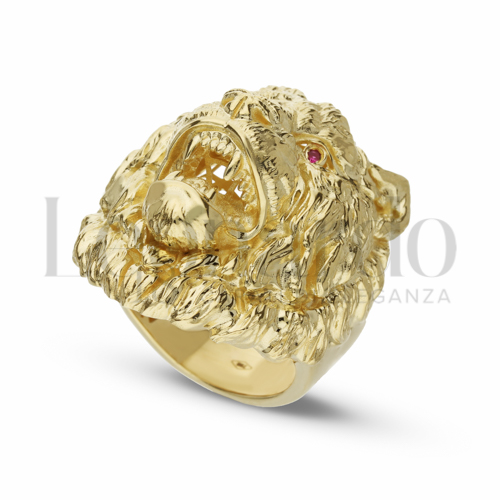 con Zircone rosso in Oro Giallo da 17,3gr.