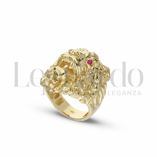 con Zircone rosso in Oro Giallo da 7,7gr.