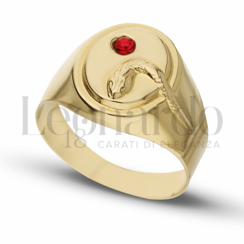 Modello Scatolato con Zircone rosso in Oro Giallo da 4,9gr.