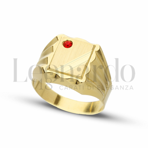 Modello Scatolato con Zircone rosso in Oro Giallo da 6,1gr.