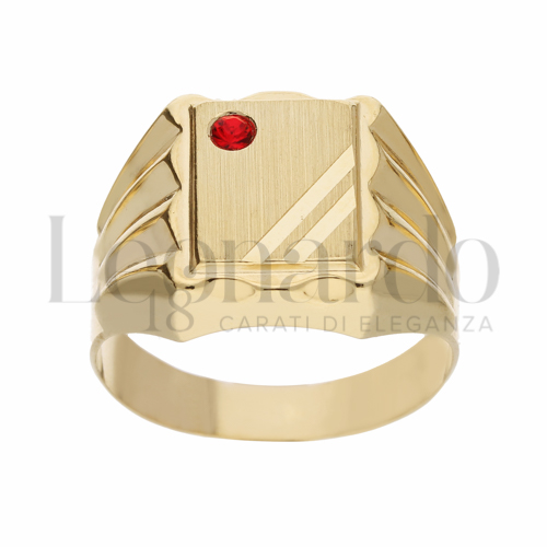 Modello Scatolato con Zircone rosso in Oro Giallo da 6,3gr.