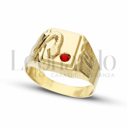 Modello Scatolato con Zircone rosso in Oro Giallo da 4,7gr.