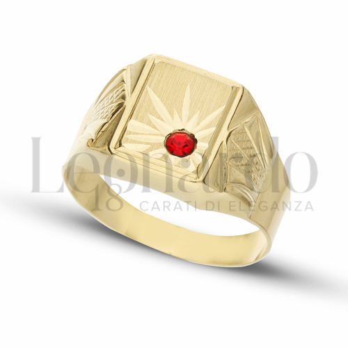 Anelli Anello a scudo da Uomo in Oro 18 Carati Finitura o misura: Lucida e diamantata Misura anello: 25 4,2g