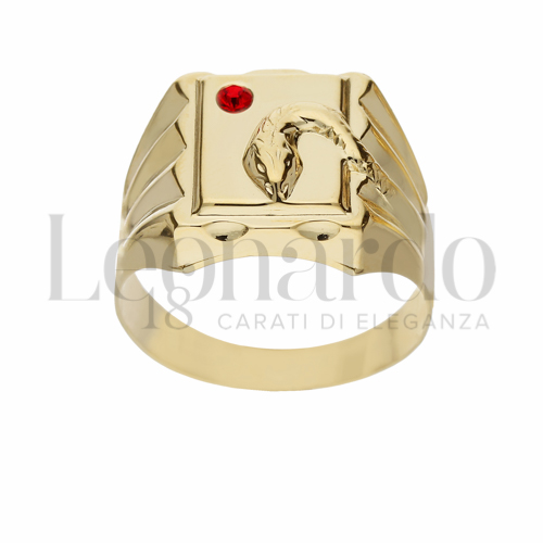 Modello Scatolato con Zircone rosso in Oro Giallo da 5,9gr.