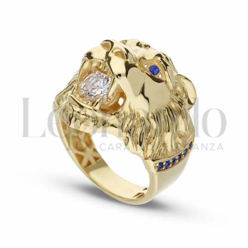 Anelli Anello Testa di Leone in 3D da Uomo Oro 18 Carati Finitura o misura: 2° misura anello: 25 9,7g