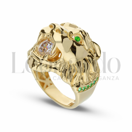 Anelli Anello Testa di Leone in 3D da Uomo Oro 18 Carati Finitura o misura: 2° misura anello: 32 10,3g