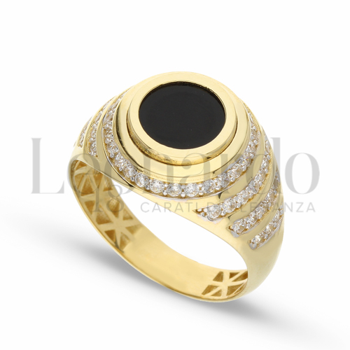 Anelli Anello in 3D da Uomo Oro 18 Carati Modello: Tondo Finitura o misura: Lucida Misura anello: 27 7g