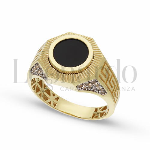 Anelli Anello con Greca sul Gambo in 3D da Uomo Oro 18 Carati Modello: Tondo Finitura o misura: Lucida Misura anello: 23 7,6g