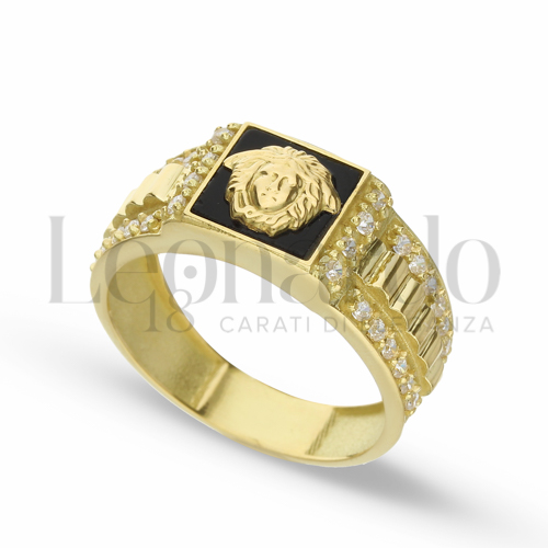 Anelli Anello Testa di Medusa da Uomo in Oro 18 Carati Modello: Quadrato Finitura o misura: Lucida Misura anello: 29 5,2g