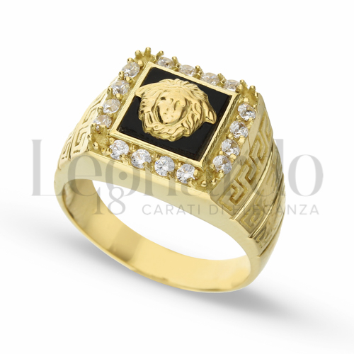 Anelli Anello Testa di Medusa da Uomo in Oro 18 Carati Modello: Quadrato Finitura o misura: Lucida Misura anello: 14 8,1g