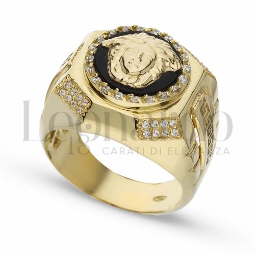 Anelli Anello con Testa di Medusa da Uomo in Oro 18 Carati Finitura o misura: Lucida Misura anello: 25 20,7g