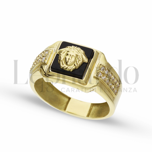 Anelli Anello Con Testa di Medusa da Uomo in Oro 18 Carati Modello: Quadrato Finitura o misura: Lucida Misura anello: 28 4,1g