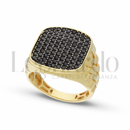 Anelli Anello in 3D da Uomo Oro 18 Carati Modello: Quadrato Finitura o misura: Lucida Misura anello: 6,3g