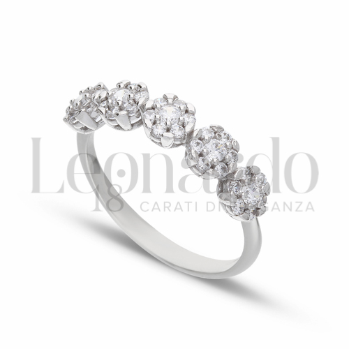 5 Fiori Modello con Zircone bianco in Oro Bianco da 2,5gr.