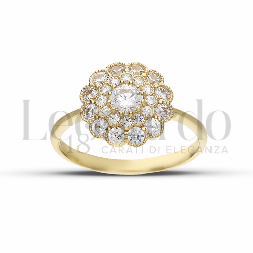 1° Misura Modello con Zircone bianco in Oro Giallo da 2,7gr.