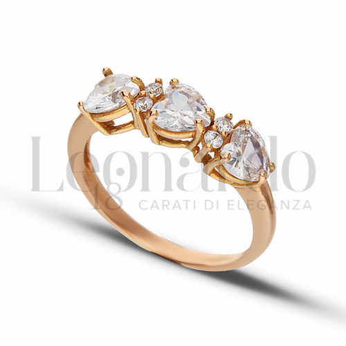 Trilogy Orizzontale Modello con Zircone bianco in Oro Rosa da 2,7gr.