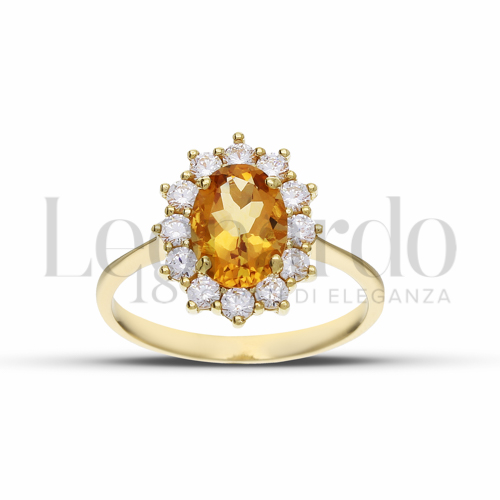 Kate 2° Misura Modello con Citrino Idrotermale e zirconi bianchi in Oro Bianco da 2,8gr.