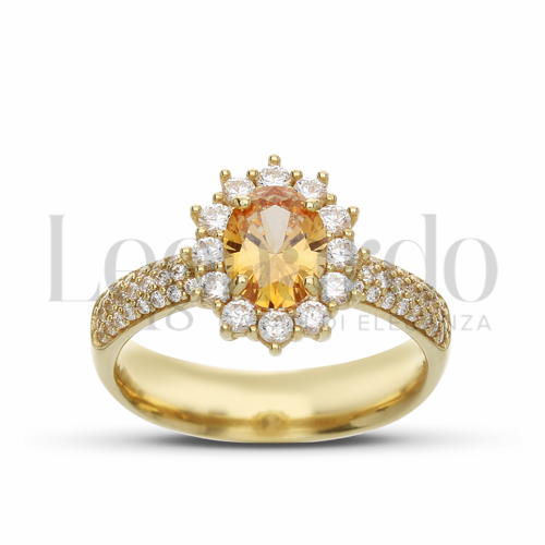 Anelli Anello con Pietra di Colore da Donna in Oro 18 Carati Forma: Ovale Misura anello: N° 17 Modello: Kate 2° pavè zirconi sul gambo 6,1g