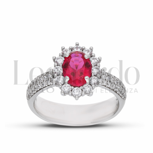 Anelli Anello con Pietra di Colore da Donna in Oro 18 Carati Forma: Ovale Misura anello: N° 11 Modello: Kate 2° pavè zirconi sul gambo 5,7g