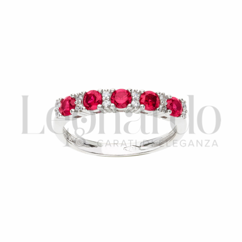 con Pietra di Colore Rosso e zirconi bianchi in Oro Bianco da 2,3gr.