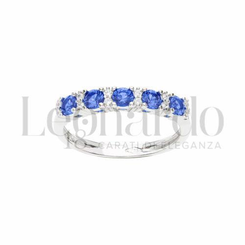 con Pietra di Colore Blu e zirconi bianchi in Oro Bianco da 2,5gr.