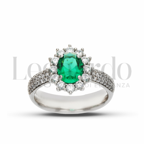 Anelli Anello con Pietra di Colore da Donna in Oro 18 Carati Forma: Ovale Misura anello: N° Modello: Kate 2° pavè zirconi sul gambo 5,3g
