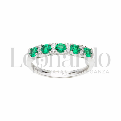 con Pietra di Colore Verde e zirconi bianchi in Oro Bianco da 2,7gr.