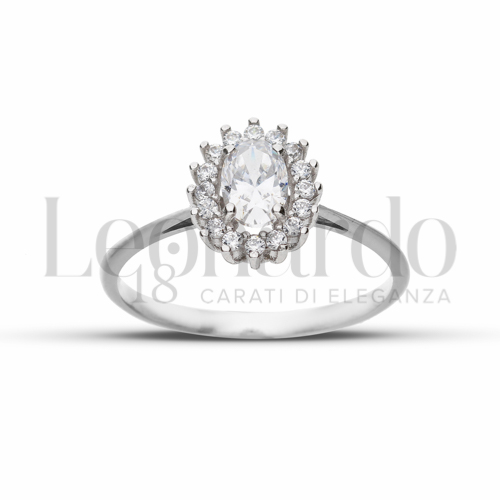 Kate 1° Misura Modello con Pietra Bianca e zirconi bianchi in Oro Bianco da 1,7gr.
