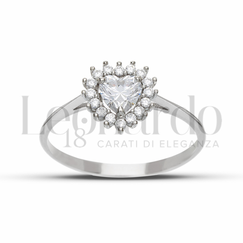 Kate 1° Misura Modello con Pietra Bianca e zirconi bianchi in Oro Bianco da 1,8gr.