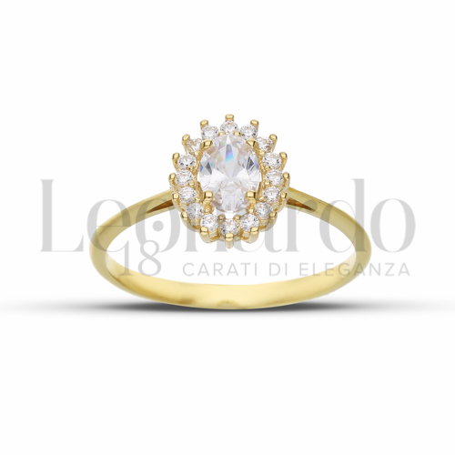 Kate 1&deg; Misura Modello con Pietra Bianca e zirconi bianchi in Oro Giallo da 1,8gr.