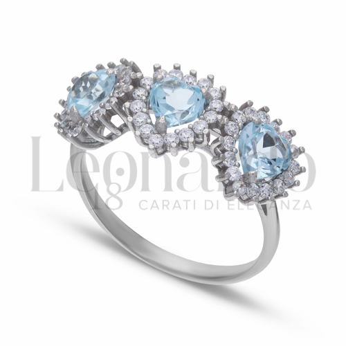 Trilogy Kate 1° misura Modello con Topazio azzurro e zirconi bianchi in Oro Bianco da 3,1gr.