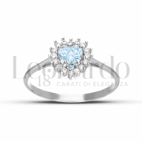 Kate 1° Misura Modello con Topazio azzurro e zirconi bianchi in Oro Bianco da 1,9gr.
