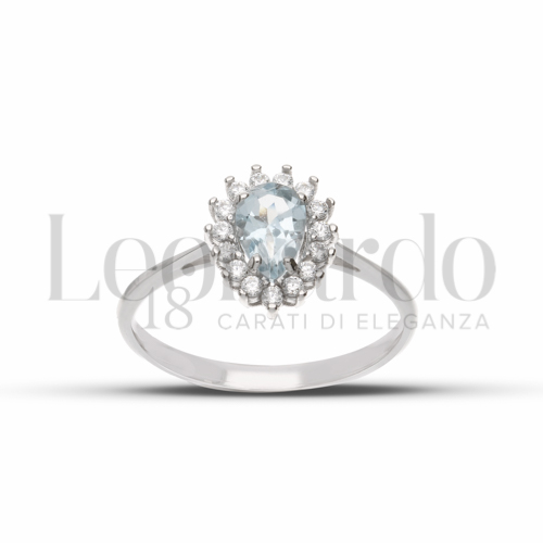 Kate 1° Misura Modello con Topazio azzurro e zirconi bianchi in Oro Bianco da 1,7gr.