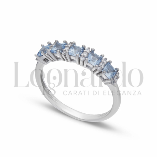con Topazio azzurro e zirconi bianchi in Oro Bianco da 2,4gr.