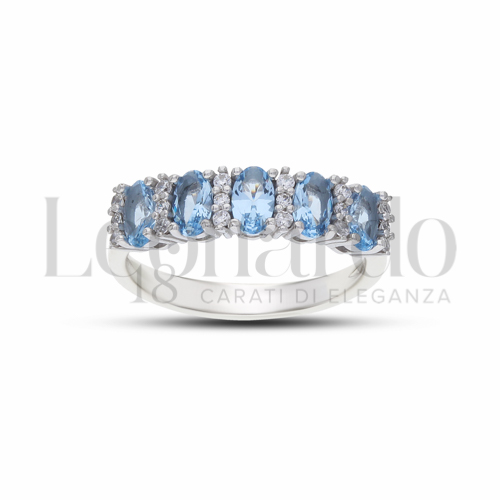 con Topazio azzurro e zirconi bianchi in Oro Bianco da 3,4gr.